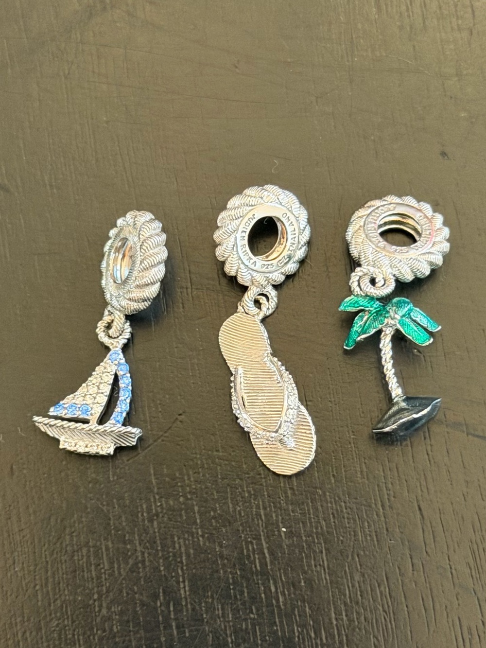 Judith Ripka Sterling Silver Tropical Vacation Charm Beads, Set of 3